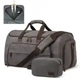 S-ZONE Unisex 2-in-1 Umwandelbarer Kleidersack Canvas Kleidertasche Anzugtasche Carry On Garment Bag mit Kulturbeutel für Reisen Kurzurlaub Geschäftsreisen Aufbewahrung
