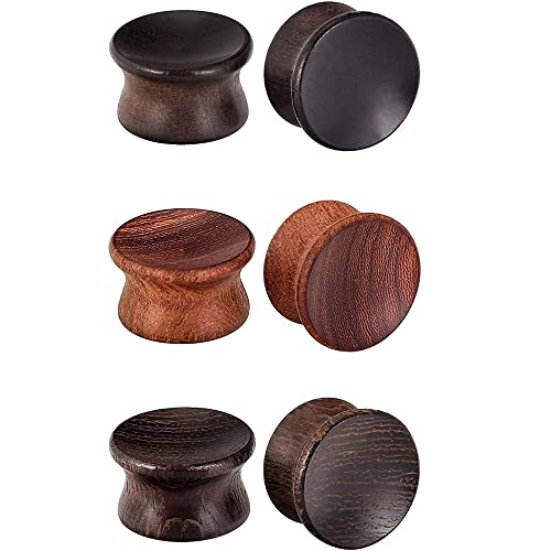 Longbeauty 6 Stk Ohr Plug Flesh Tunnel Set Double Flared Ohr Expander Piercing Schmuck in 3 Farben, 14mm