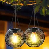 Solarlampen für Außen, Ortiny 2 Stück IP65 Wasserdicht Metall Solarlampen für Außen Garten Christmas Decorations Solarlampen für Garten Draußen Gartendeko Patio Baum Balkon Rasen Wand Tisch Geschenk