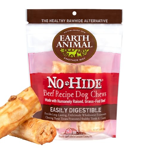 EARTH ANIMAL No Hide Small Leckerli mit Rindfleischgeschmack, natürlich, ohne Rohhaut; Langlebige Leckerli für Hunde – Leckerli für Hunde Kleiner Rassen (2 Kausnacks für Hunde)