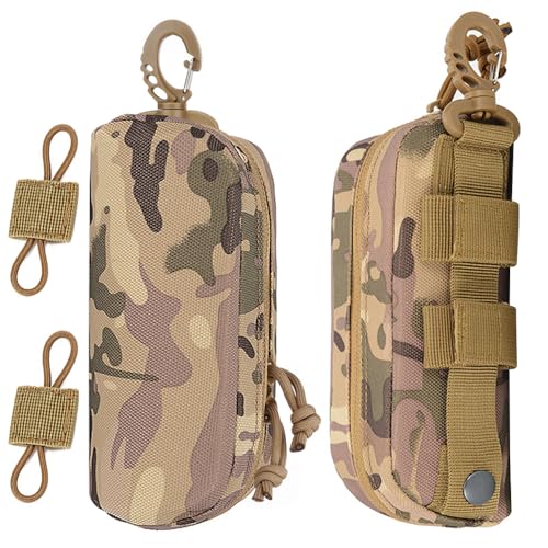 MUCHER 2 Pack Taktisches Brillenetui Molle Brillenetui Stoßfeste Schutzbox Tragbare Brillenetuis Brillen Mit 2 Stück Molle Tasche Schnalle für Outdoor Hiking Hunting Camping Training (Tarnung)