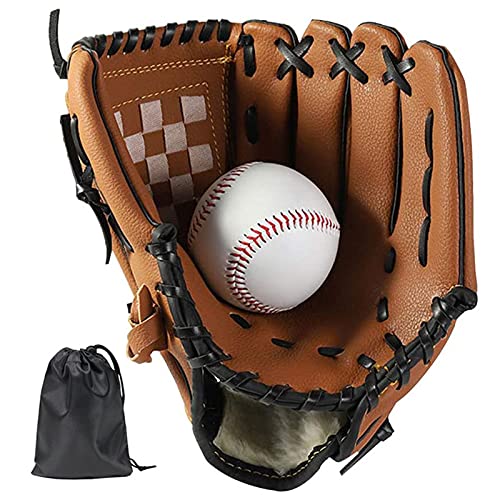 LeapBeast Baseball Handschuhe - Softball Handschuhe mit Einem Ball, Erwachsenen Baseball Training Wettbewerb Handschuh Verdicken Dauerhaft Softballhandschuhe für Kinder Erwachsene (Braun, 11,5 Zoll)