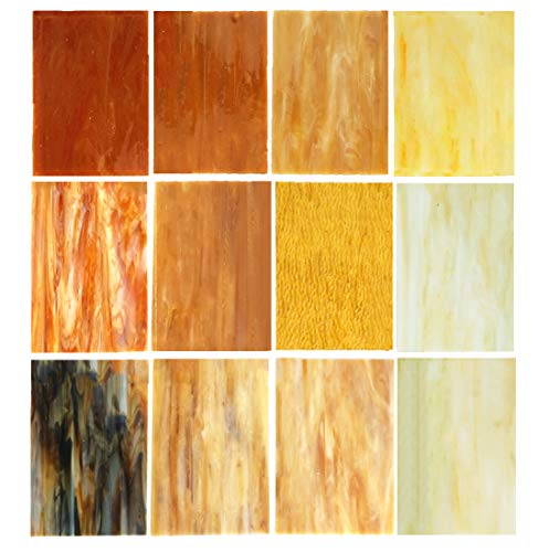 Lanyani Buntglasplatten, 10,2 x 15,2 cm, Tiffany-Glas, gemischte Texturen, 10 Blatt