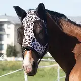 Harrison Howard Super Comfort Stretchy Fly Mask Large Eye Space with UV Protection Soft on Skin with Breathability Leopard Drucken (L)