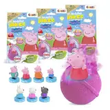 INKEE SURPRISE - 3er Set Peppa Pig Badekugeln Kinder mit Überraschung, Peppa Wutz Spielzeug für die Badewanne, mit Erdbeer-Duft & Schaumstoff-Effekt