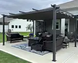 PURPLE LEAF Pergola Aluminium, 3.65 X 4.85 m Wasserdicht Stabil Winterfest Partyzelt, Gartenpavillon mit Sonnenschutz Überdachung, Grau