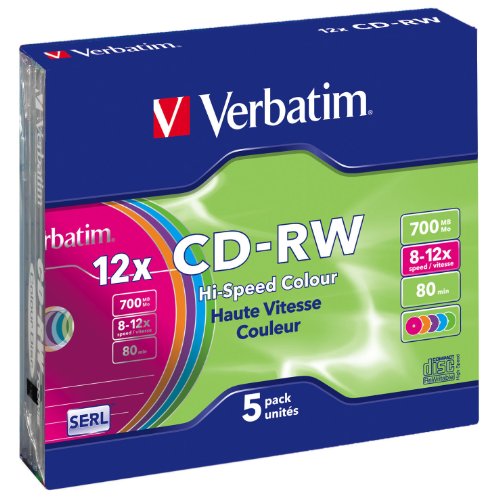 Verbatim CD-RW DataLifePlus 8-10X 700MB Colour,5 Pack, 43167 (Colour,5 Pack)