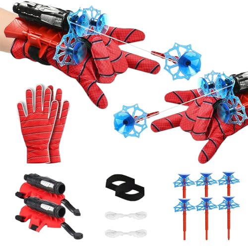 Ajuanbazha 2 Set Super Spider Launcher, Launcher Handschuh, Spider Web Shooter, Handgelenk Spielzeug Set, EIN Geschenk für Fans