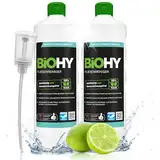BiOHY Fliesenreiniger (2x1l Flasche) + Dosierer | speziell entwickelt für Stein- & Fliesenböden | hinterlässt eine schmutzabweisende Glanzschicht | entfernt jegliche Art von Schmutz mühelos