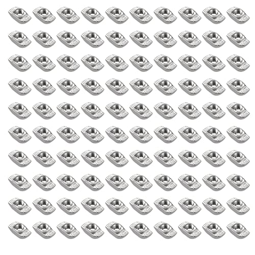 Nutensteine, Hammerkopfmutter Nut 100PCS,T-Slot Nutmuttern 8 M6 Steg 1,5 mm, Stahl verzinkt T Nut Muttern,Hammerkopf Befestigungsmutter für Standard-30-Serie Aluminiumprofil-Extrusionsschlitz