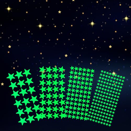 554 Stück Leuchtsterne Wandsticker Selbstklebende Leuchtende Sterne Sternenhimmel Aufkleber Dunkles Leuchten Fluoreszierende Sternenhimmel für Decke und Wand Dekorieren