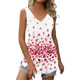 T Shirt Damen Große Größen Tank Top Einfarbiges Einfarbiges Sportshirt Tunika Ärmellose Weste Sommer Lässig Oberteile Sexy V Ausschnitt Blusentops Trägertops Vintage Mädchen Blusen