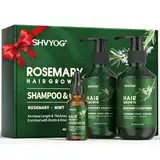 Rosmarin Shampoo Conditioner Set, Haarwuchsöl mit Rosmarin Minz Biotin, Shampoo gegen Haarausfall, reinigt das Haar und spendet ihm Feuchtigkeit, Mit Kopfhautmassagebürste, Geschenkset 200ml*2+30ml