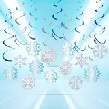 Easy Joy 36 Stück Schneeflocken Deko Schneeflocken Eiskönigin Party Winter Wonderland Party Spiralen Anhänger Girlanden Deko für Frozen Geburtstag Deko Weihnachten Spiralen Dekoration