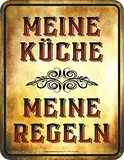 Original RAHMENLOS Deko Blechschild für die Küche - Meine Küche - Meine Regeln