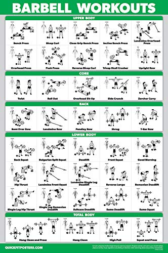 QUICKFIT Übungsposter mit Langhantel, laminiert, 45,7 x 61 cm, für Kinderzimmer