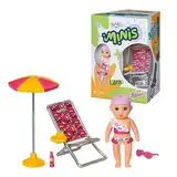 BABY born Minis Sonnenstuhl-Spielset mit Minis-Puppe Lara und Liegestuhl, 701911 Zapf Creation, Bright And Vibrant Colors (Tropical Print)