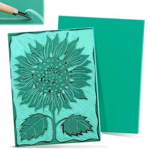 Nuyoah Linoleum Platten Linoldruck Set Stempelgummi Linolschnitt 2Stk A4 Gummistempel Schnitzblöcke Weichgummi Linoldruck Platte Sicherheit Präzises Drucken für Druckgrafiken Kunsthandwerk DIY