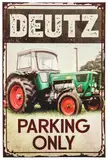 Wetterfestes Traktor Parkplatz Hinweisschild - Parking Only passend für Deutz Traktor, Trekker, Bulldog Liebhaber, Sammler und Schrauber, 30x20 cm