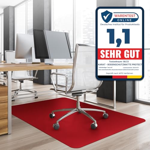Office Marshal® Bodenschutzmatte in Trendfarben | 90 x 120 cm für Hartböden | ohne schädliche Weichmacher und PVC | Größe und viele Farben zur Auswahl (Rot)