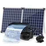 Biling Solar Wasserfall Teich Garten Wasserfall Komplettset, 20cm Edelstahl Solar Pool Wasserfall Teich Wasserfall mit 2100 l/h Pumpe, Wasserfall Bachlauf für Garten Wasserspiel Terrasse Wasserwand