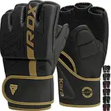 RDX Profi MMA Handschuhe Training, Kara Maya Hide Leder, Sparring Grappling Kampfsport Kickboxen Schwarz Gloves Muay Thai Boxing, Boxsack Pratzen Sandsack Gepolstert Punchinghandschuhe, Männer Herren