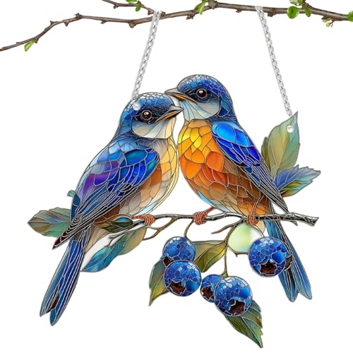 Elfinfi Fensterdeko Hängend, Buntglas Fensterdeko Vogel, Kristalle Deko Fenster Deko Hängen für Drinnen und Draußen, Haus, Garten, Party-Dekoration