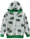 CM-Kid Kapuzenjacke Jungen Reißverschluss Kapuzenpullover Warm Sweatjacke Kinder Baumwolle Hoody 4 5 Jahre Traktor Grau Gr.110