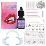 Zahnschmuck,Zahnstein Schmuck,Tooth Gem Kit,Zahnschmuck Set,Zahnstein Set,DIY Schmetterling Tooth Gems mit 1485 PCS Tooth Gem mit Kleber,Kristallschmuck Starter-Kit