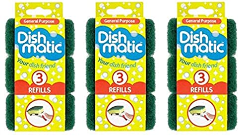 Dishmatic Reinigungsschwämme, robust, Grün, 9 Stück