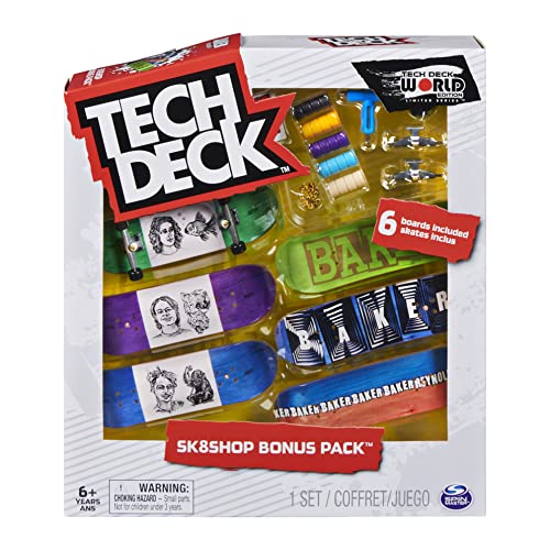 Tech Deck, Sk8shop Griffbrett-Bonus-Pack, Sammlerstück und anpassbare Mini-Skateboards, Kinderspielzeug ab 6 Jahren (Stile können variieren)