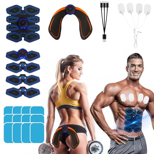 EMS Training Device, EMS Abdominal Trainer Electric Muscle Stimulation Devices, 8 Modes & 19 Intensities, USB Rechargeable EMS Abdominal Trainer Full Body ABS/Abdominal/Arm/Leg/Butt Trainer