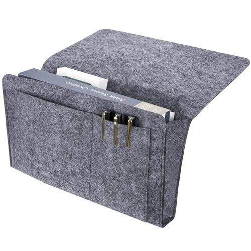 Acooruiteng Bett Organizer Betttasche zum Einhängen Bett Organizer zum Einhängen Filz Bett Caddy Organizer Bedside Storage Pocket Aufbewahrungstasche Bett für Buch Handy Brille Dunkelgrau