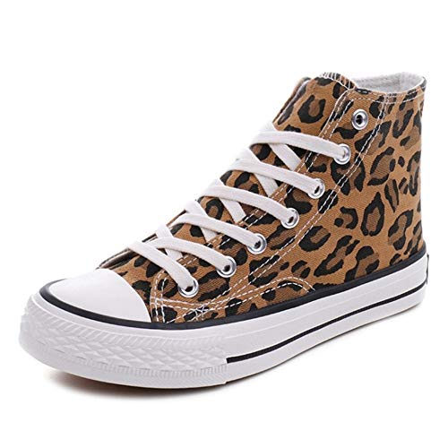 CHICMARK Damen High/Low Top Sneaker Fashion Leopard Espadrilles (Gelb High Top, 39 EU Diese Größe ist etwa eine halbe Nummer Kleiner.)