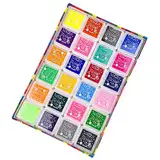 Gvolatee Stempelkissen Set,24 Farben Stempelkissen fingerabdrücke Ungiftig Abwaschbar Stamp Pad für Papier Handwerk Stoff Malerei DIY Geburtstag Geschenk (24 Farben)