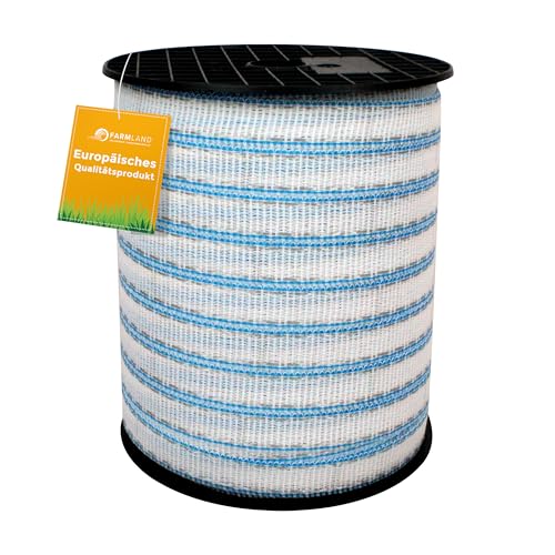 Farmland Herkules Power Weidezaunband - Weidezaun Band für Tiere - Robustes Weideband mit Niro und Aluleitern - Premium Weidezaun Breitband für alle Tierarten