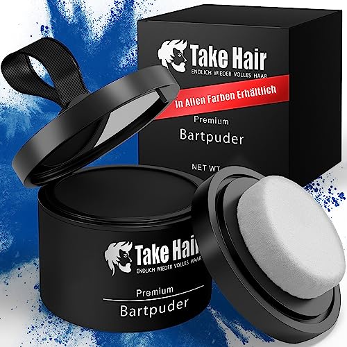 Take Hair Bartfärbemittel I 100% wasserfest I 4g Bartpuder für einen volleren Bart, Bartfärbemittel I Grauabdeckung I Bartverdicker zum Bart färben (Bartpuder Schwarz)