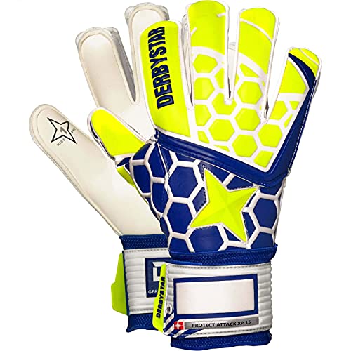 Derbystar Kinder Protect Attack XP15 Handschuhe, gelb Navy weiß, 4