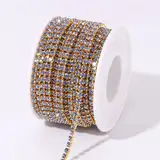 SS6/SS12 Goldsockel Strass Kristall Glitzer Nähen Strass Zierborten Kleider Dekor Zierborten Goldbasis Hellblau 2 mm SS12#2 Yards