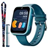 OKYUK T45 Smartwatch Kinder, 4G Kinder smartwatch, GPS Tracker Kinder,Armbanduhr Kinder Junge,kinderuhr mit Video Phone Call, Nachrichten, Schulmodus, SOS-Funktion, Kamera und Schrittzähler (Grün)