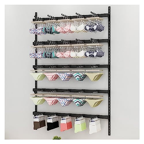 5 Ebenen An Der Wand Montiert Unterwäschegeschäft Bra Display-Rack, Socken Veranstalter Ausstellungsstand, Metall Lagerregal Für Einzelhandelsgeschäfte/Bauernmärkte ( Color : Black , Size : 120x150cm