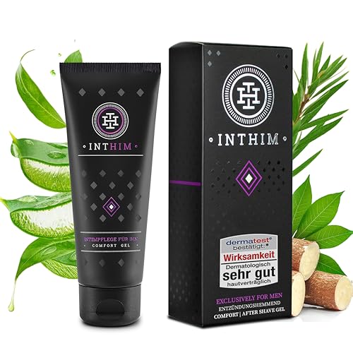 IntHim Intimpflege Männer After Shave - Bei Rötungen, Rasurpickeln & Juckreiz - Intim Creme mit Aloe Vera und Teebaumöl - Erfrischend und antibakteriell - Ideal für empfindliche Haut