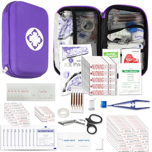 YIDERBO Autohaus-Überlebens-Erste-Hilfe-Set Notfallset – Lila 273-teilige Ausrüstung Reisebedarf Erste-Hilfe-Set Home Essentials Camping Wandern