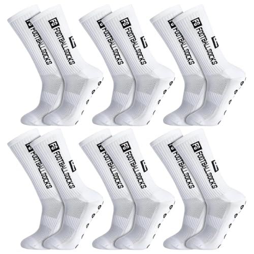 Athlix 6 Paar Anti-Rutsch Fußball Socken Männer Frauen – Sportsocken mit Grip Sohle Größe 38-46 – Rutschfeste Sportsocken für Fußball, Basketball, Laufen, Radfahren