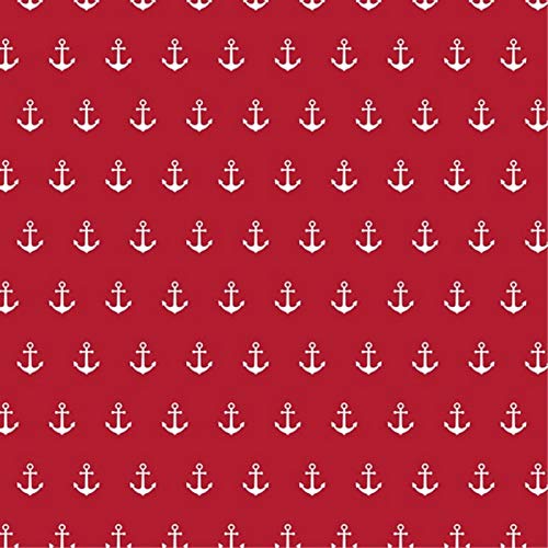 Stoff Meterware Anker Design Baumwolle - 1 Meter, Boot, Schiff, Maritim, Kleidung, Deko, Bettwäsche (Rot)