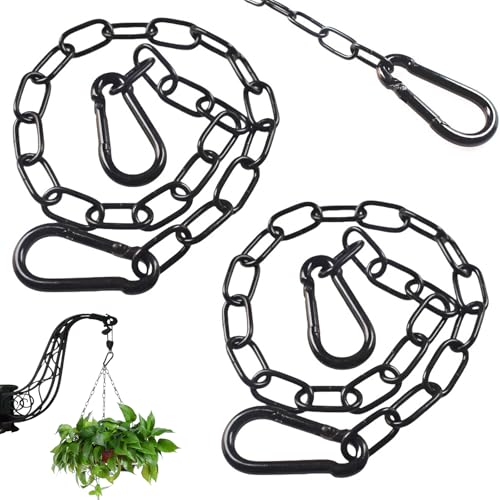 Edelstahl Ketten mit Karabiner, 2 Stück Stahlkette 0.5m Kette Edelstahl Gliederkette 3mm Kettenglieder Edelstahlkette für Zauntore, Käfigtore für Haustiere, Gartentore (Schwarz)