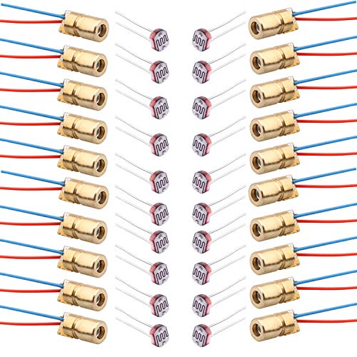 RUNCCI-YUN 20pcs Mini Diode Red Module Dot Diode Module 5V 6mm + 20pcs Photo Resistor Light Resistance 5mm