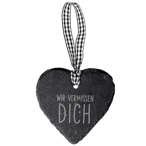 Spruchreif | Schieferherz mit Gravur | Schieferherz mit Spruch |Dekoherz aus Schiefer zum Aufhängen | Erinnerung | Andenken | Herz Trauer | Vermisse Dich