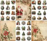 Vintage Christmas Rice Paper, 8 x 10.5 inch - for Decoupage Furniture Crafts