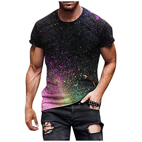 Herren Funktionsshirt Sportshirts Herren T-Shirt, Extra Lang Tshirt Schwarz Rundhals T-Shirt Herren T Shirt T Shirt XXL T Shirt Sport Herren Herren Funktionsshirt Fitness Schwarz 3XL